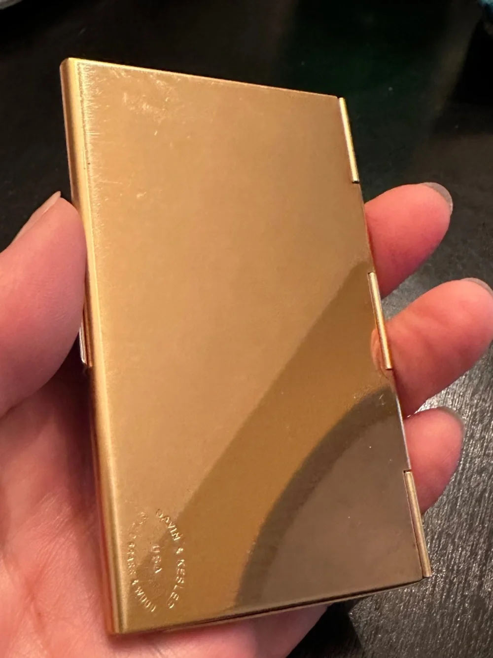 Authentic Davin & Kelser Solid Brass & Wood Luxury Business Card Case Holds 10